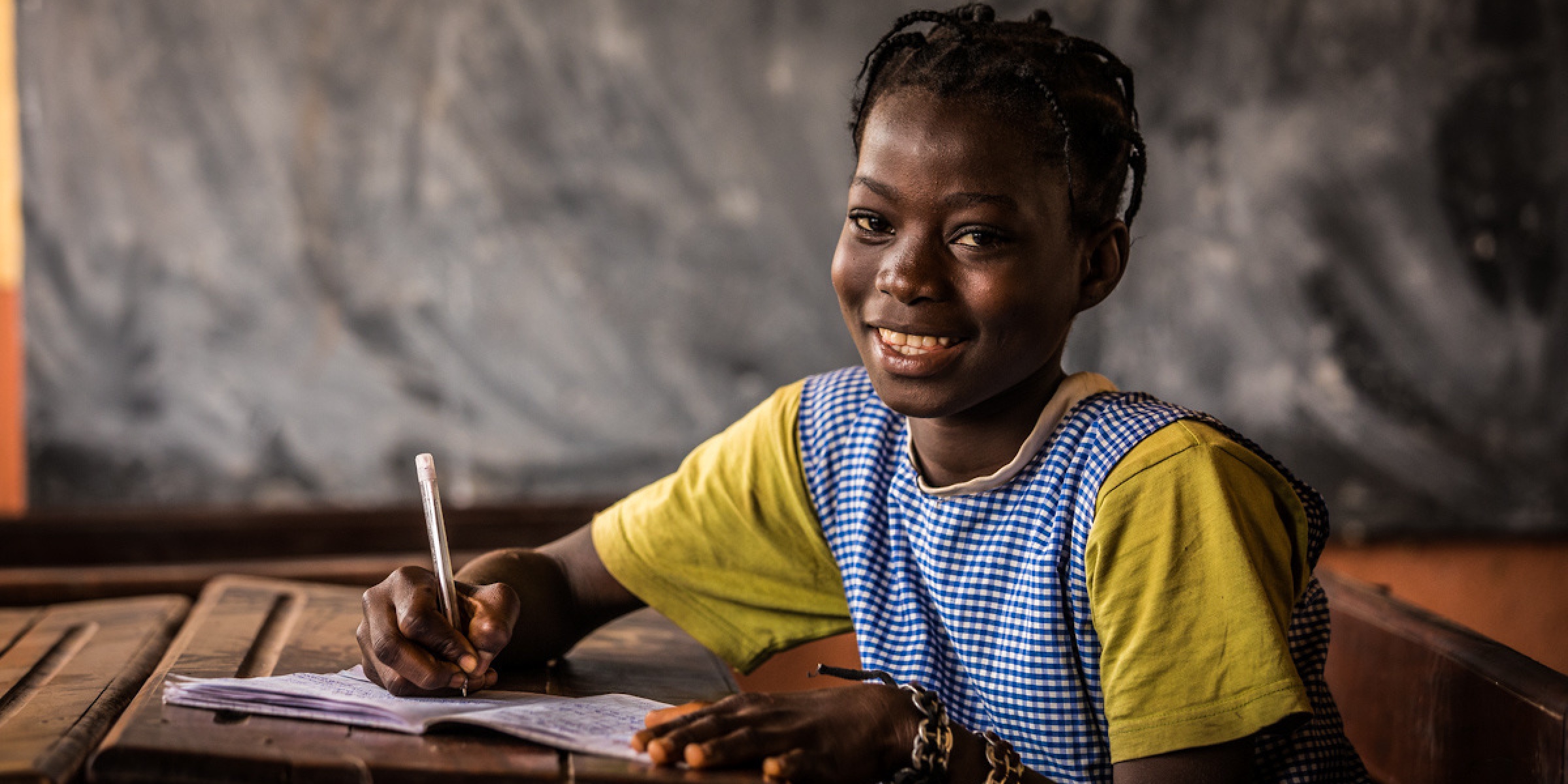 During class in a school in Kankan city, Guinea. Credit: World Bank / Vincent Tremeau